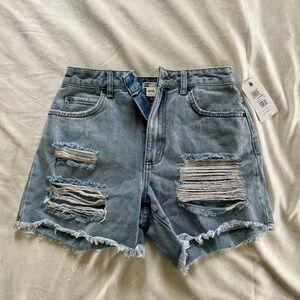 Billabong Light Blue Ripped Jean Shorts